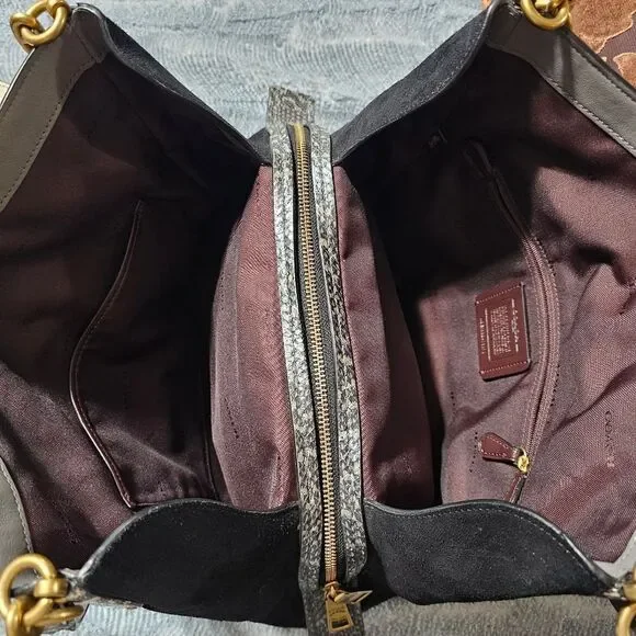 Coach Dalton 31 Shoulder Bag Purse in Colorblock with Pearlized Python Snakeskin - Picture 8 of 10